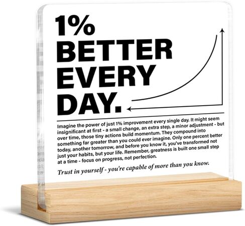 ديكور مكتب منزلي ملهم 1% أفضل كل يوم، علامة زخرفية للمكتب من الأكريليك الشفاف، هدايا تحفيزية لصديق الموظف وزملاء العمل in Kuwait