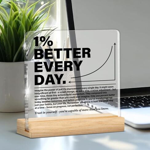 ديكور مكتب منزلي ملهم 1% أفضل كل يوم، علامة زخرفية للمكتب من الأكريليك الشفاف، هدايا تحفيزية لصديق الموظف وزملاء العمل in Kuwait