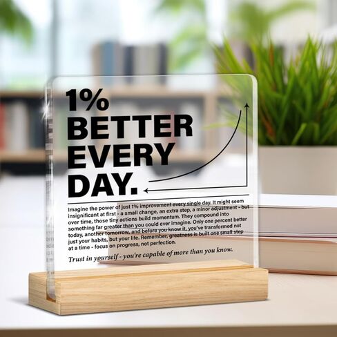 ديكور مكتب منزلي ملهم 1% أفضل كل يوم، علامة زخرفية للمكتب من الأكريليك الشفاف، هدايا تحفيزية لصديق الموظف وزملاء العمل in Kuwait