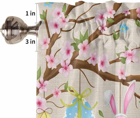 Shijh Tec Valance for Windows, Happy Easter Eggs Vintage Tree Branch Flowers Small Window Valance Curtain for Kitchen Bathroom Cafe Laundry Basement, 54Wx18L inch, 1 Piece in Saudi Arabia