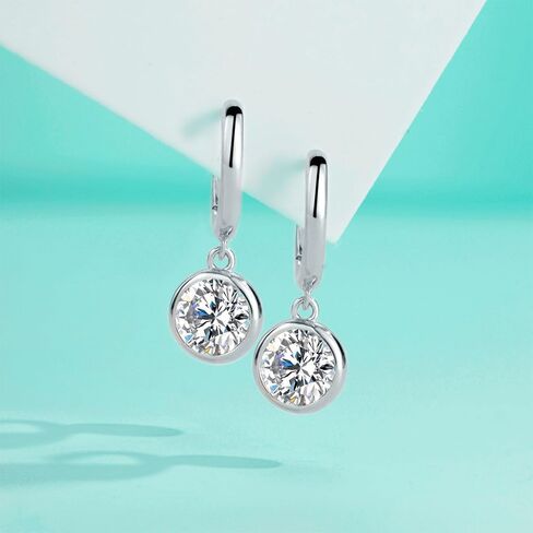 14K Gold 0.5/1ct Diamond Bubble Hoop Earrings for Women,D-Color VVS1 Round Drop Earrings,Gifts for Girlfriend in Saudi Arabia