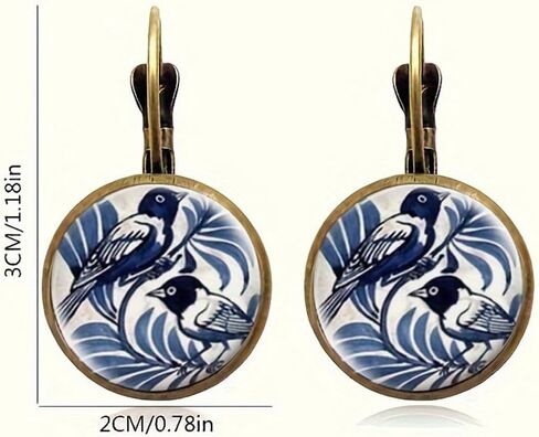 Hummingbird Earrings For Women, Cloisonne Blue Vintage Bird Cute Hoop Animal Floral Earring Trendy Statement Dainty Waterproof Non Tarnish Hypoallergenic Holiday Jewelry Gift in Saudi Arabia