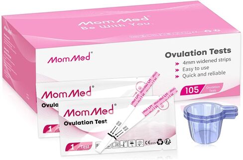 MomMed Ovulation Test Strips, 50 LH Ovulation Predictor Kit with 50 Collection Cups, Accurately Track Ovulation Test, High Sensitivity Result for Women Home Testing in Kuwait