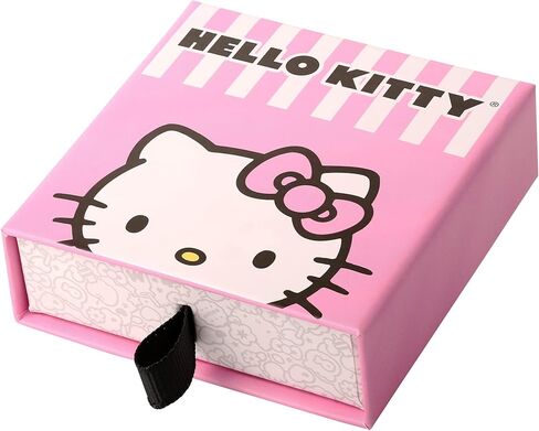 Sanrio Hello Kitty Womens Hoop Earrings - Enamel and Silver Plated Hello Kitty Half Hoop Dangle Earrings Officially Licensed in Saudi Arabia