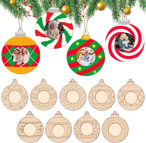 Qyeahkj 27pcs الخشب الكريسماس صورة إطار زخرفة تلوين كبير الخاص بك امتلاك الزنجبيل بيت الصورة إطار الحرف اليدوية لأجهزة عيد الميلاد الحلي الخشبية لعطلة عيد الميلاد هدايا شجرة الشجرة in Kuwait