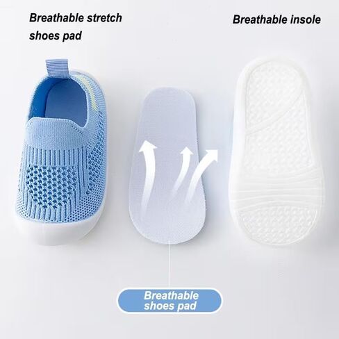 Baby Shoes & Socks - Slip On Breathable Sneakers, Non-Slip Soft Rubber Sole Slippers for Boys Girls in Saudi Arabia