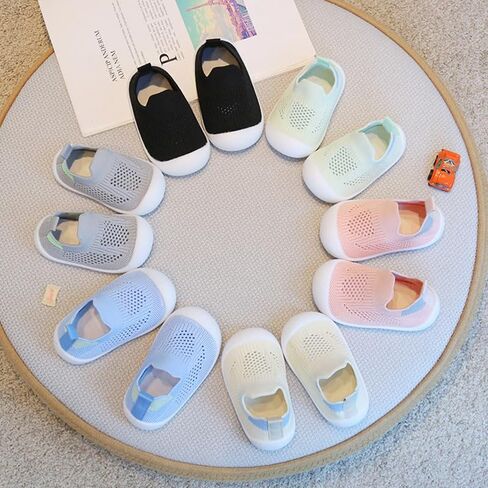 Baby Shoes & Socks - Slip On Breathable Sneakers, Non-Slip Soft Rubber Sole Slippers for Boys Girls in Saudi Arabia
