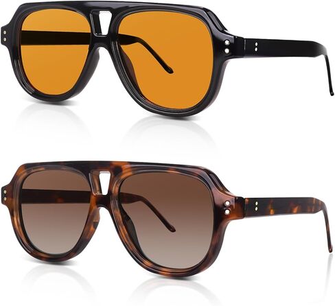 DrRelax Retro Square Aviator Sunglasses Womens 70s Bold Flat Top Frame Polarized Sun Glasses in Saudi Arabia