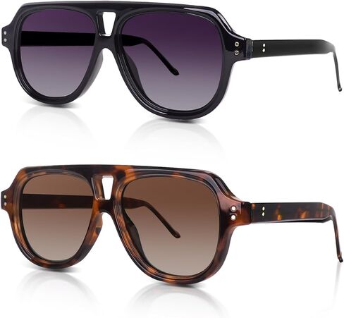 DrRelax Retro Square Aviator Sunglasses Womens 70s Bold Flat Top Frame Polarized Sun Glasses in Saudi Arabia