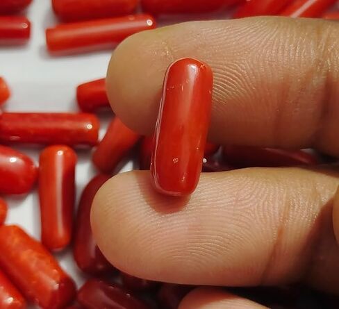 LMDPRAJAPATIS 4.00 Ratti -10.00 Ratti Red Coral Moonga أحجار كريمة إيطالية أصلية معتمدة بجودة AAA مع شهادة مختبر، in Kuwait