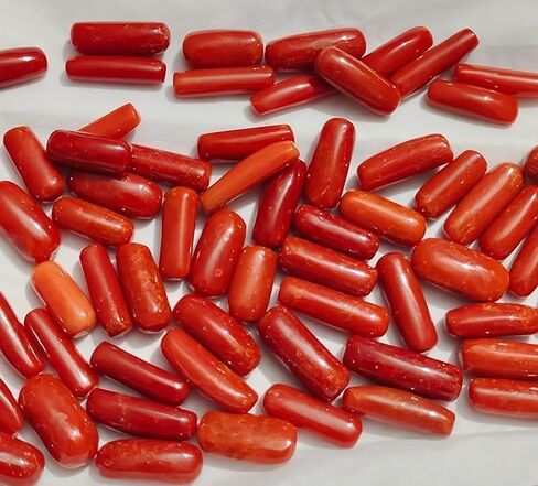 LMDPRAJAPATIS 4.00 Ratti -10.00 Ratti Red Coral Moonga أحجار كريمة إيطالية أصلية معتمدة بجودة AAA مع شهادة مختبر، in Kuwait