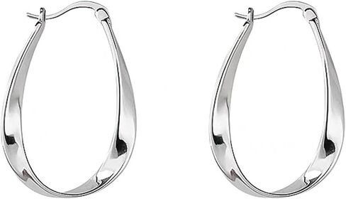 Trendy Statement Dangle Earrings for Women,Minimalist Silver Hoop Earrings Geometric Twisted Strip Oval Huggie Earring,Aesthetic Anniversary Jewelry Gifts in Saudi Arabia