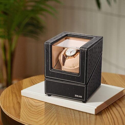 ZOEJOE ملفاف ساعة للساعات الأوتوماتيكية، ملفاف ساعة واحد مع 4 أوضاع، محول تيار متردد، أسود نعام in Kuwait