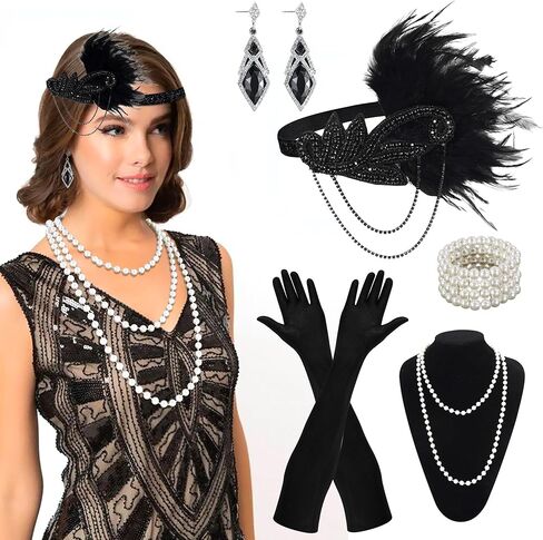 ONUPGO 1920s Flapper Accessories Great Gatsby Costume Accessories Set in Saudi Arabia