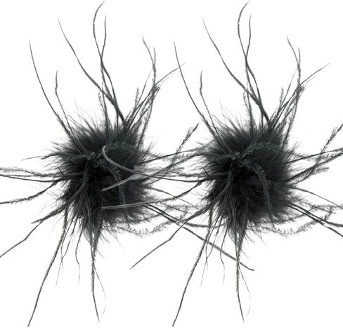 LVCOMEFF 2 Pack Ostrich Feather Brooch Pins Corsage Vintage Mini Size Cocktail Party Retro Hair Hat Accessories Cloth Decorations in Saudi Arabia