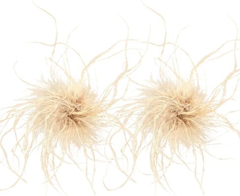 LVCOMEFF 2 Pack Ostrich Feather Brooch Pins Corsage Vintage Mini Size Cocktail Party Retro Hair Hat Accessories Cloth Decorations in Saudi Arabia