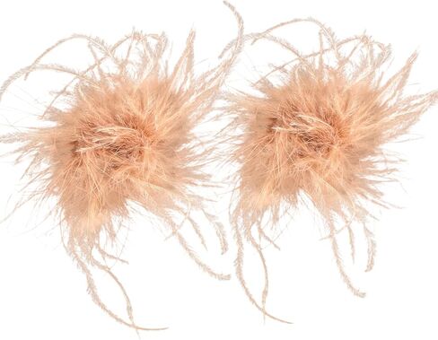 LVCOMEFF 2 Pack Ostrich Feather Brooch Pins Corsage Vintage Mini Size Cocktail Party Retro Hair Hat Accessories Cloth Decorations in Saudi Arabia
