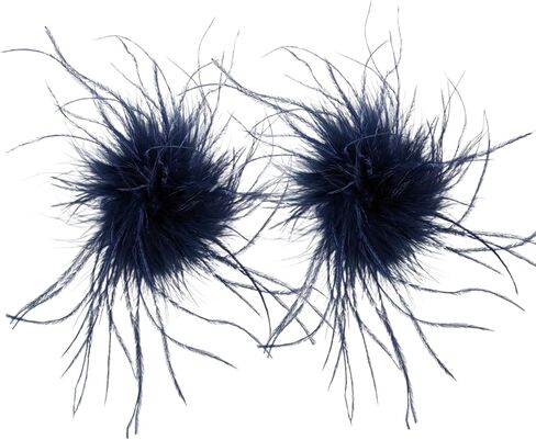 LVCOMEFF 2 Pack Ostrich Feather Brooch Pins Corsage Vintage Mini Size Cocktail Party Retro Hair Hat Accessories Cloth Decorations in Saudi Arabia