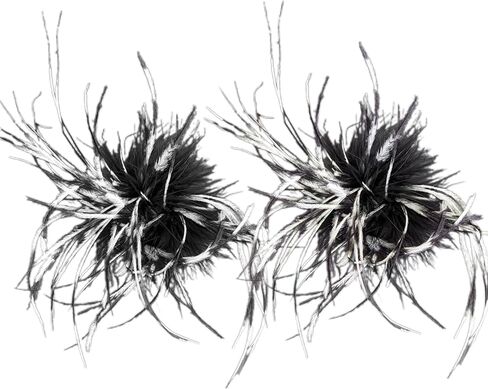 LVCOMEFF 2 Pack Ostrich Feather Brooch Pins Corsage Vintage Mini Size Cocktail Party Retro Hair Hat Accessories Cloth Decorations in Saudi Arabia