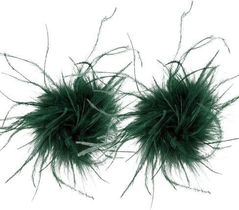 LVCOMEFF 2 Pack Ostrich Feather Brooch Pins Corsage Vintage Mini Size Cocktail Party Retro Hair Hat Accessories Cloth Decorations in Saudi Arabia