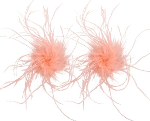 LVCOMEFF 2 Pack Ostrich Feather Brooch Pins Corsage Vintage Mini Size Cocktail Party Retro Hair Hat Accessories Cloth Decorations in Saudi Arabia