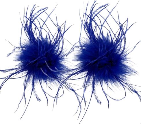 LVCOMEFF 2 Pack Ostrich Feather Brooch Pins Corsage Vintage Mini Size Cocktail Party Retro Hair Hat Accessories Cloth Decorations in Saudi Arabia