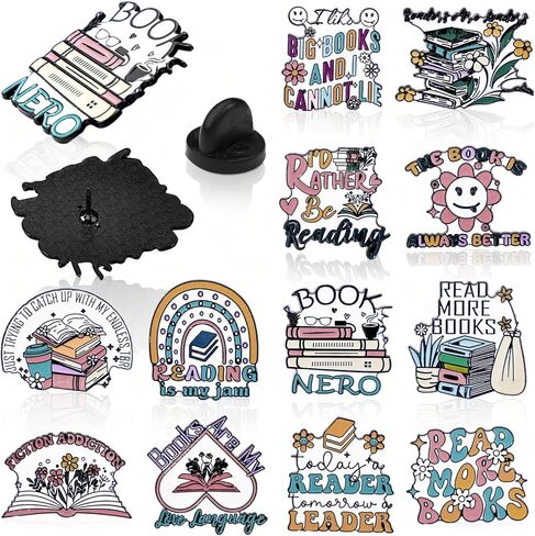 Suncalla Valentine Book Lover Gift Bookish Enamel Pins Bulk Boho Club Gift for Party Favors Member Readers Students in Saudi Arabia
