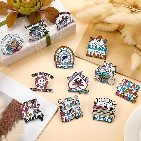 Suncalla Valentine Book Lover Gift Bookish Enamel Pins Bulk Boho Club Gift for Party Favors Member Readers Students in Saudi Arabia