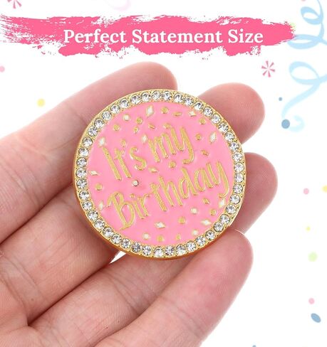 Birthday Buttons for Women, 1.57 inch Its My Birthday Pin for Women Girls Party (Pink) in Saudi Arabia