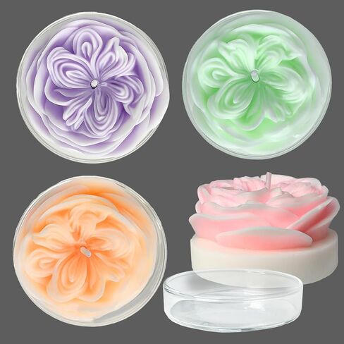 Flower Shaped Candles Gift for Women, 4 Rose Candles in Glass Tray, 8-Hour Burn Time, Include Pink, Purple,Orange,Green Rose Candle in Single Gifted Box by Kissingfish in Saudi Arabia
