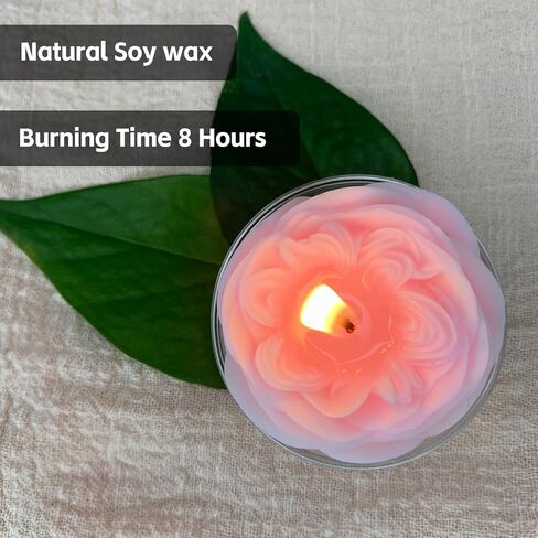 Flower Shaped Candles Gift for Women, 4 Rose Candles in Glass Tray, 8-Hour Burn Time, Include Pink, Purple,Orange,Green Rose Candle in Single Gifted Box by Kissingfish in Saudi Arabia