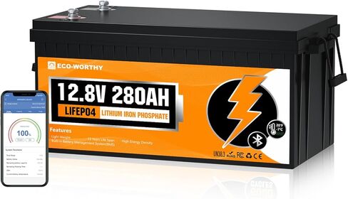 بيئة 12V 280AH LIFEPO4 الليثيوم مع البلوتوث ، حماية منخفضة من درجة الحرارة ، مدمجة 200A BMS ، 3584WH الطاقة. مثالي ل ، RV ، Solar Off-Grid Power SystemCamper و Travel Trailer ، Group 8D in Kuwait