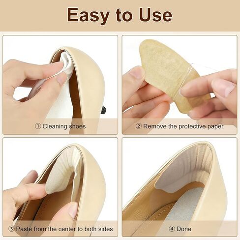 Heel Grips for Women and Men, 2 Pairs Shoe Heel Liners Cushions Inserts Pads for Loose-Fitting Shoes, Contoured Design Anti-Rub Heel Protectors (Beige) in Saudi Arabia