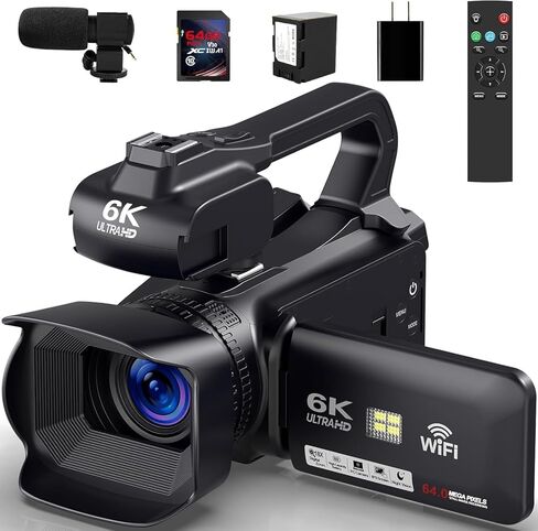 6K Camcorder HD 64MP Vlogging Camera for YouTube 18X Digital Zoom 4.0 Inch Screen Video Camera in Saudi Arabia