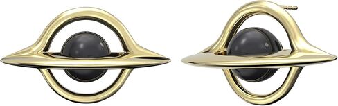 Gold Plated and Black Created Pearl Unique Black Hole Stud Earrings丨Creative Space Interstellar and Celestial Body Earrings丨925 Sterling Silver Earposts丨Hypoallergenic and Lightweight Cosmic-Style Jewelry Gift for Women in Saudi Arabia