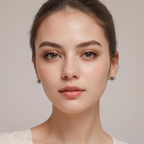 Gold Plated and Black Created Pearl Unique Black Hole Stud Earrings丨Creative Space Interstellar and Celestial Body Earrings丨925 Sterling Silver Earposts丨Hypoallergenic and Lightweight Cosmic-Style Jewelry Gift for Women in Saudi Arabia