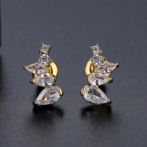 14K Gold Pear Cut D Color VVS1 Moissanite Stud Earrings for Women, Sophisticated Gift for Her in Saudi Arabia