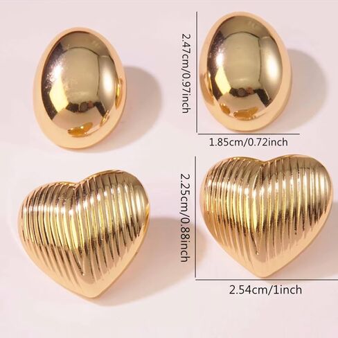 4 Pairs Gold Chunky Statement Earrings for Women, Geometric Vintage Gold Stud Earrings, Trendy Chunky Gold Jewelry Gift Set with Bonus Jewelry Organizer Box in Saudi Arabia