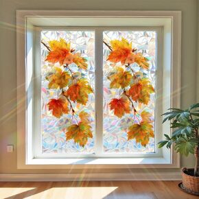 WDESYADMS Blue Floral Window Film 17x39 Inch Removable Glass Sticker for Home Decoration Privacy Cover Reusable Window Clings Decorative Door Kitchen Living Room Seasonal Home Decor in Kuwait