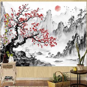 Wegklazax Japanese Tapestry Sun Landscape Mountain Nature Tapestry for Bedroom Anime Tapestries Wall Hanging for Bedroom Living Room Japanese-B 44"x60" in Saudi Arabia