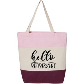 H3GRUP Hello Retirement Gift Tote Bag for Women - Happy Retirement Party Bag (Tri-Color Pink) in Saudi Arabia