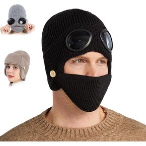 3 in 1 Unisex Knitted Goggles Beanie, 2026 Upgraded Beanie with Goggles with Ear Cover & Detachable Mask in Saudi Arabia