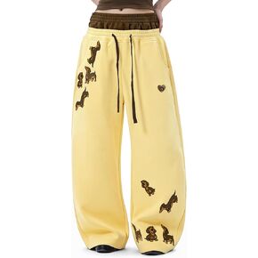 Aelfric Eden Dachshund فضفاض Sweatpants مزدوج الخصر واسع الساق Sweatpants للجنسين Y2k سراويل تقليدية بنطلون in Saudi Arabia