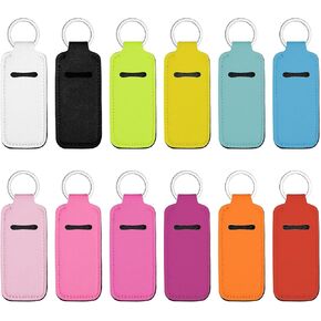 Bruislard 12 Pcs Lip Balm Keychain Holder Colorful Lip Gloss Thread Keychain Solid Lips Balm Holder Clip on Pocket Sleeve for Lipstick Bag Accessories for Women,12 Colors in Kuwait