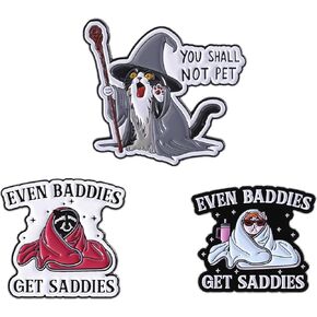 3pcs Even Baddies Get Saddies Decorative Vinyl Enamel Pin, Novelty Cartoon Cute Pins for Hats, Backpacks, Bags and Lanyards in Kuwait