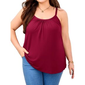 V FOR CITY Women's Plus Size Tank Top with Built in Bra Adjustable Strap Camisole Summer Loose Cami Shirt 1X-4X in Kuwait