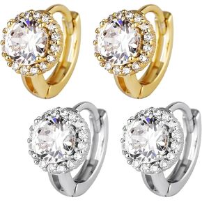 14K Gold Cubic Zirconia Huggie Hoop Earrings, Small Dainty Crystal Huggie Earrings for Women in Kuwait