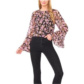 CeCe Womens Tiered Flowy Long Sleeve Keyhole Blouse in Saudi Arabia