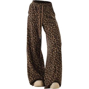 SHENHE Women's Leopard Baggy Sweatpants Drawstring Wide Leg Cheetah Print Casual Lounge Sweat Pants in Saudi Arabia