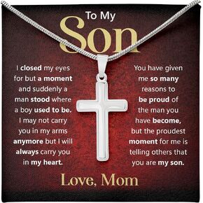 FLAGISTA To My Son Cross Necklace – Meaningful Gift from Dad or Mom, Inspirational Faith Jewelry for Son. in Saudi Arabia
